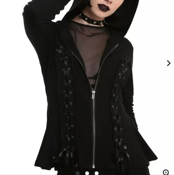 Royal Bones Tripp NYC Corset Lace Up Black Steampunk Hoodie Size XS - Picture 1 of 16